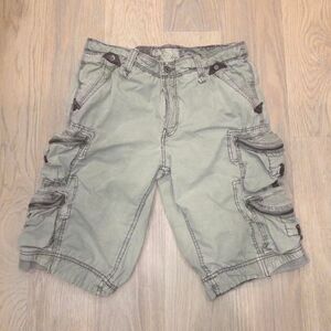 Vintage Jet Lag Cargo Shorts Light Green Zipper Utility Streetwear Drawstring 34